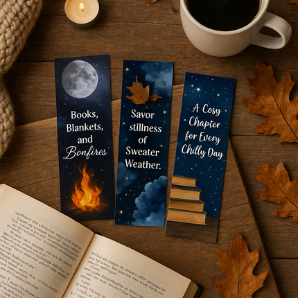 Fall & Cozy Bookmark Bundle – Autumn-Inspired 3-Pack for Readers