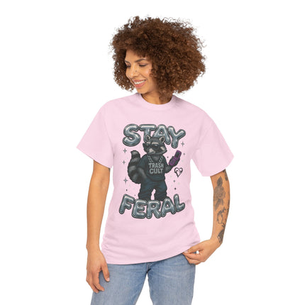 Stay Feral Chrome Raccoon Tee – Y2K Streetwear Trash Cult Shirt