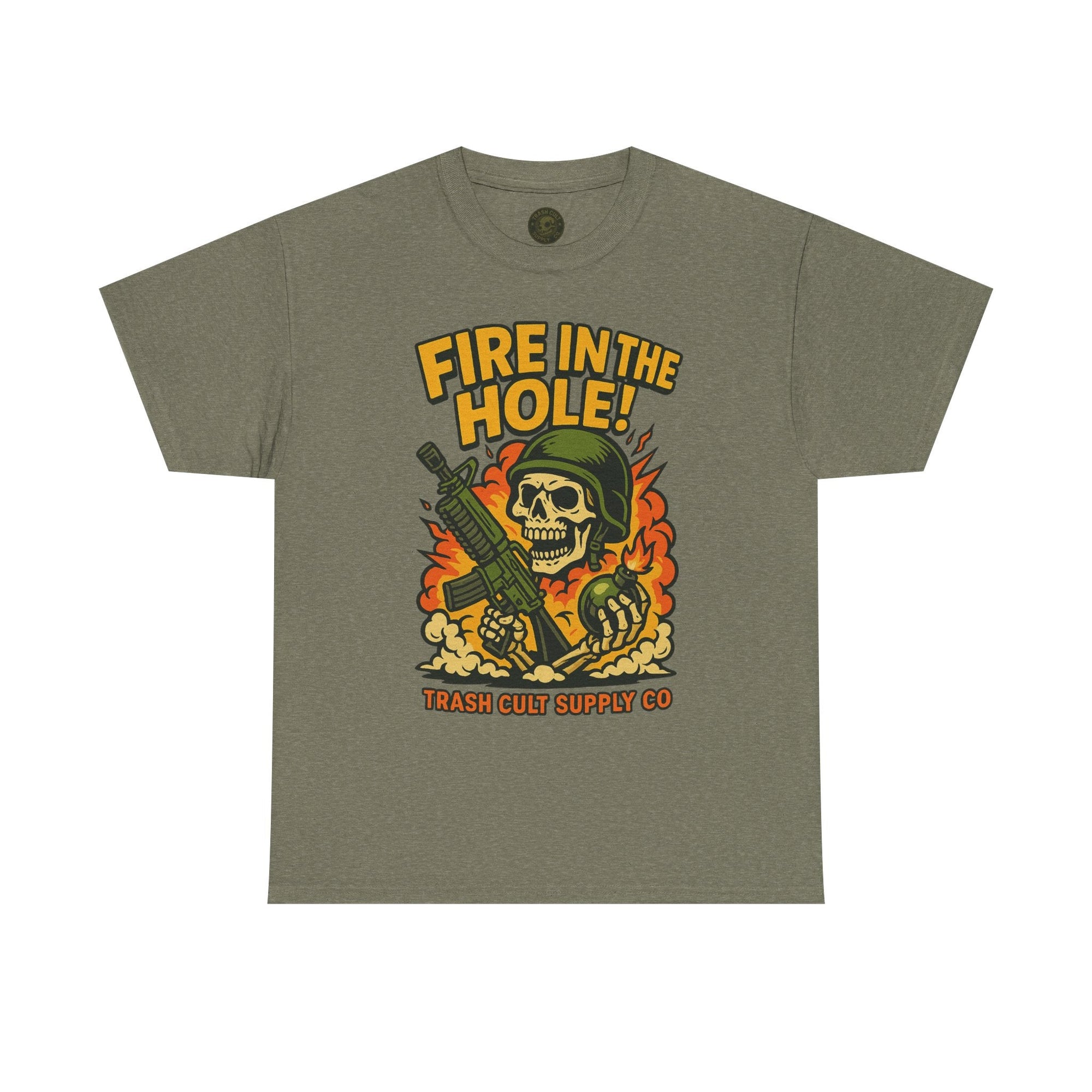 Fire in the Hole! Skeleton Soldier T-Shirt – Trash Cult Supply Co. | Gildan 5000 Combat Graphic Tee