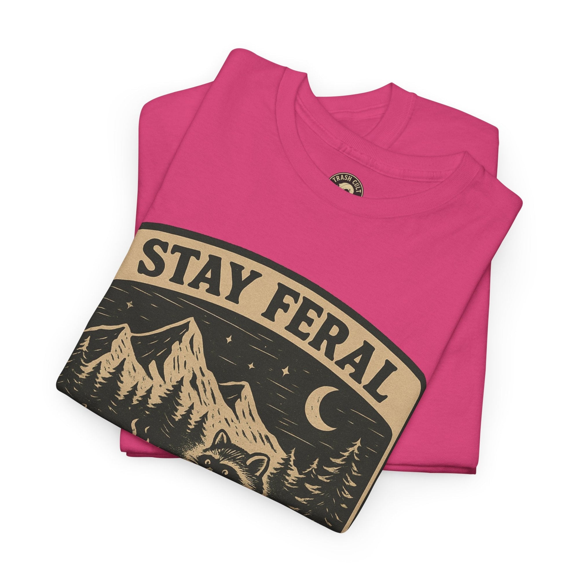 Stay Feral National Forest Shirt – Vintage Raccoon Camping Tee – Trash Cult Supply Co – Gildan 5000