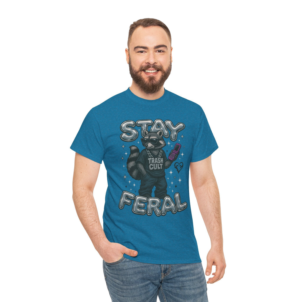 Stay Feral Chrome Raccoon Tee – Y2K Streetwear Trash Cult Shirt