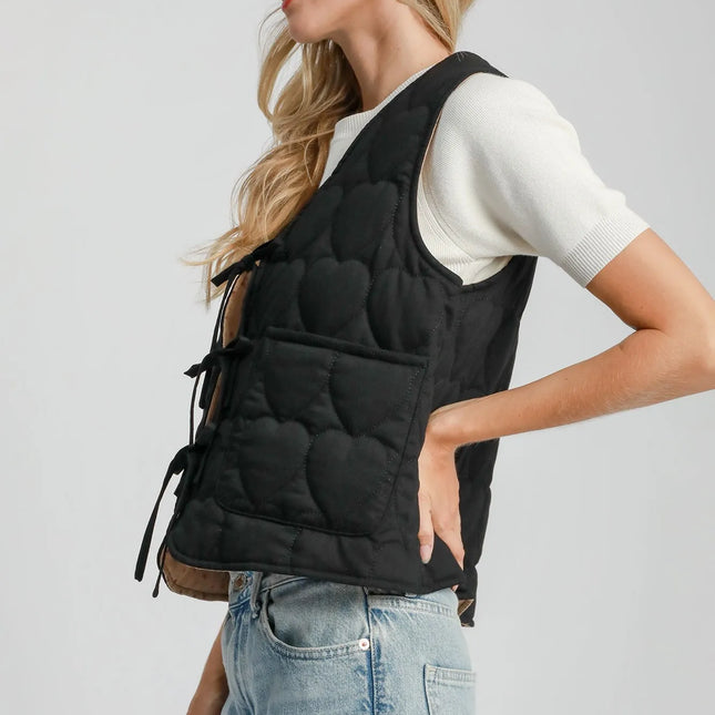Heart Quilted Tie-Front Vest