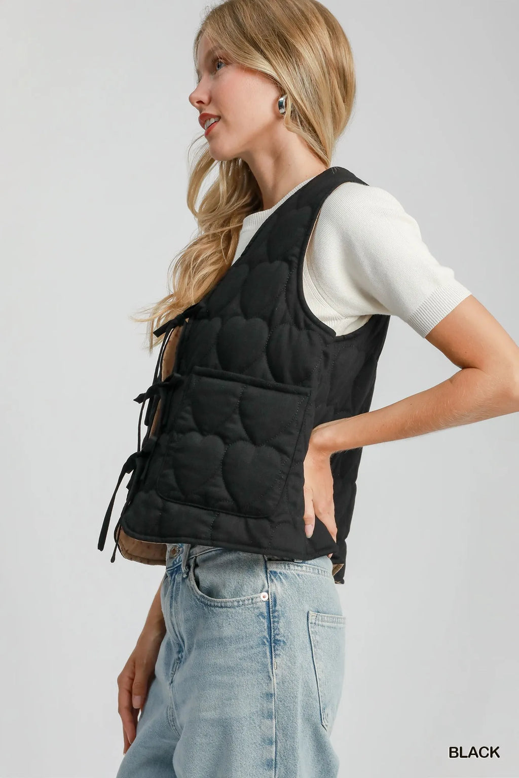 Heart Quilted Tie-Front Vest