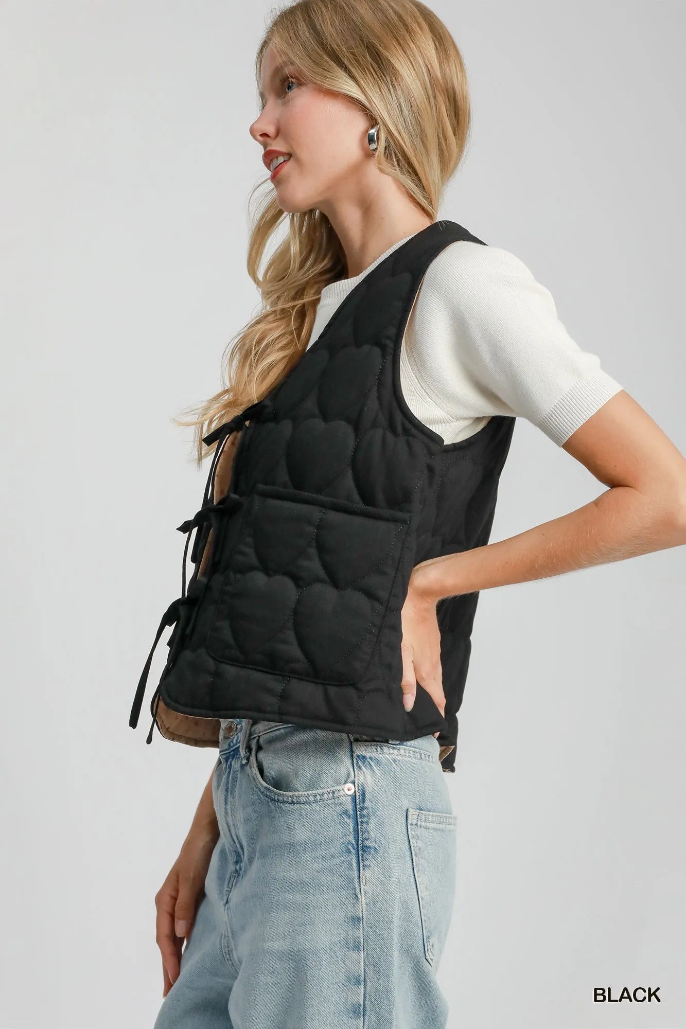 Heart Quilted Tie-Front Vest