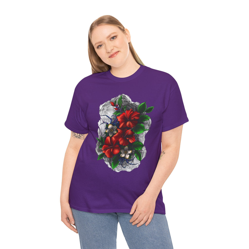 Crimson Bloom Tattoo T-Shirt – Lara Davenport x Trash Cult Supply Co. Collab (Gildan 5000)