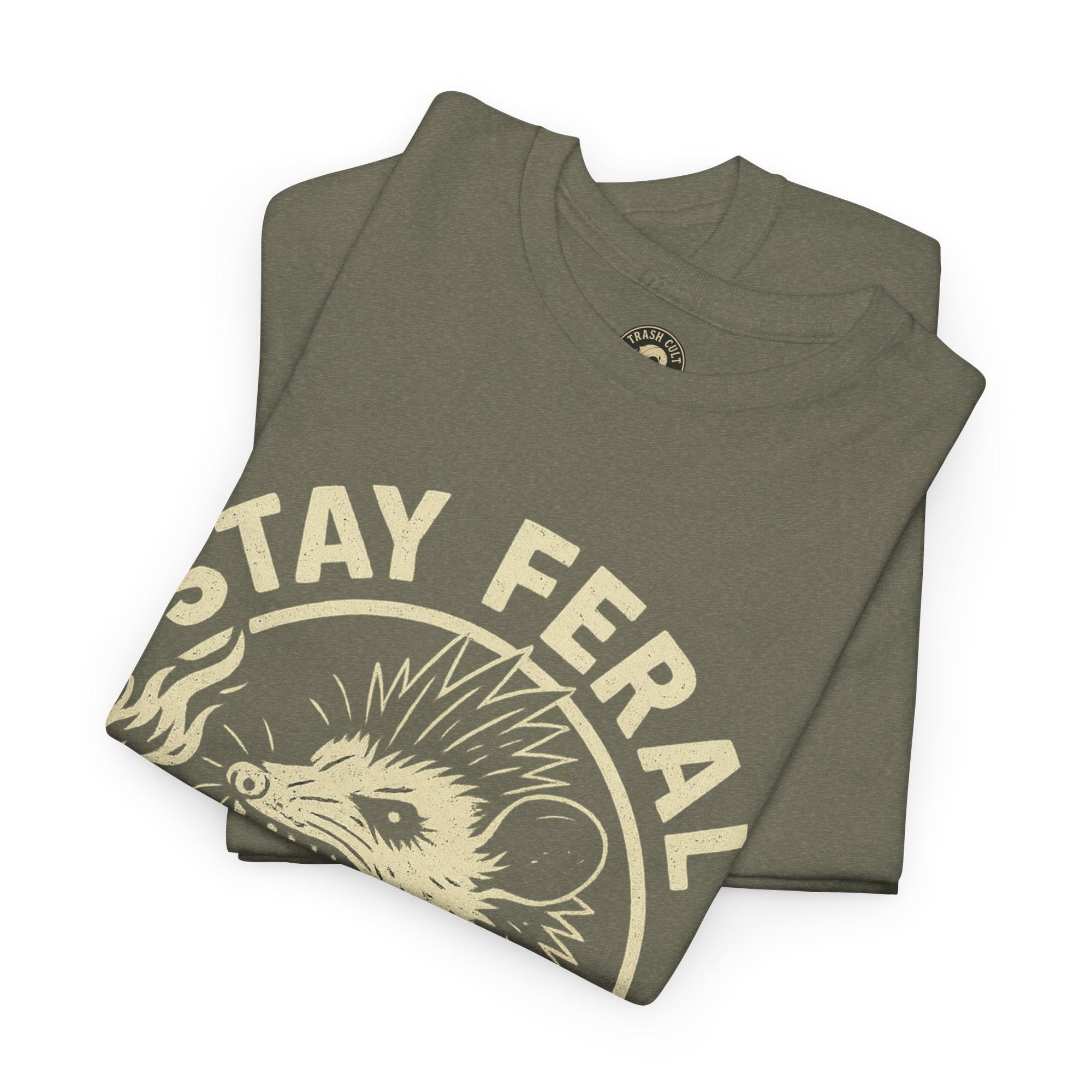 Stay Feral Die Loud Possum Punk Shirt – Trash Cult Supply Co – Gildan 5000 T-Shirt