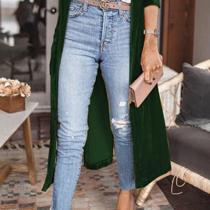 Open Front Long Sleeve Longline Cardigan