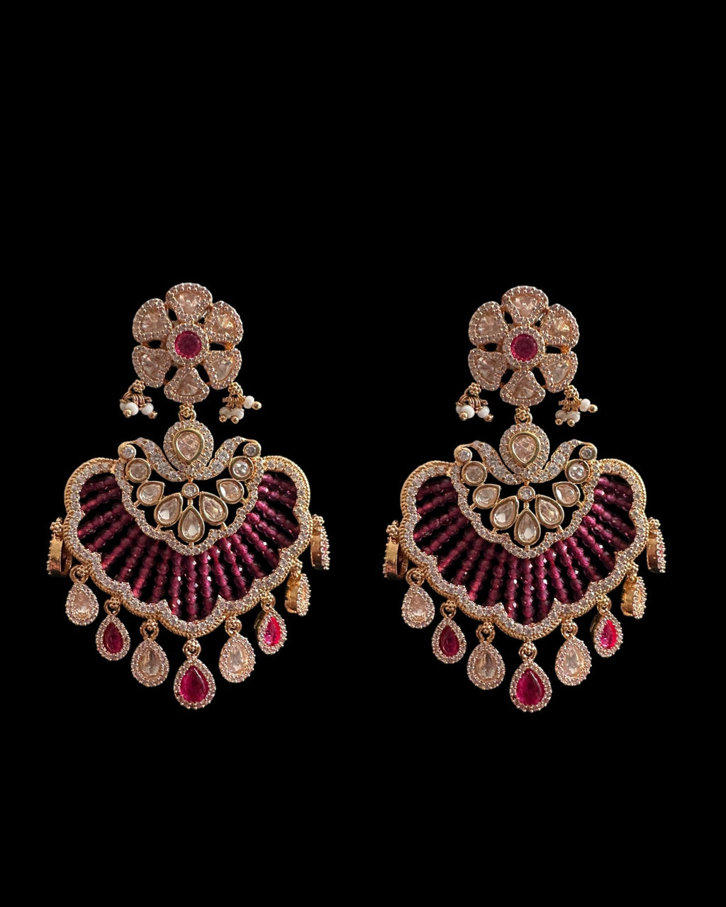 DER902 Haifa Polki earrings - Ruby( READY TO SHIP )