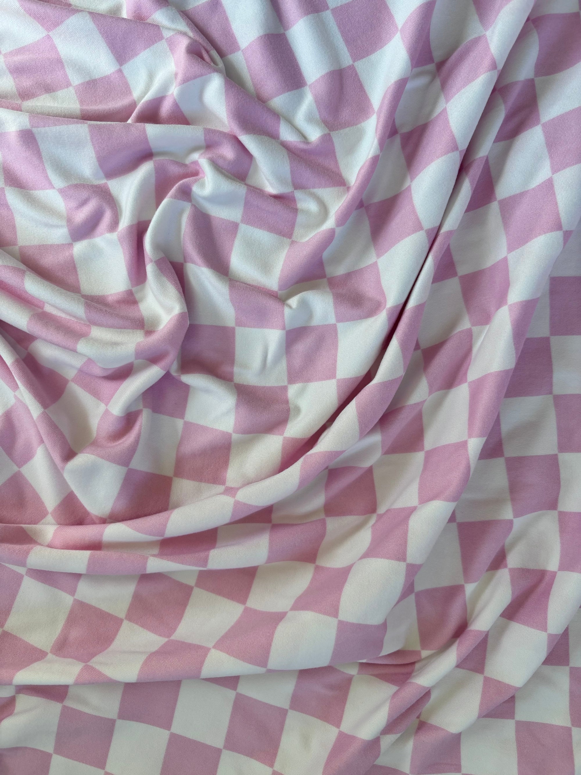 Sugar Pink & White Checkered Stretch Swaddle