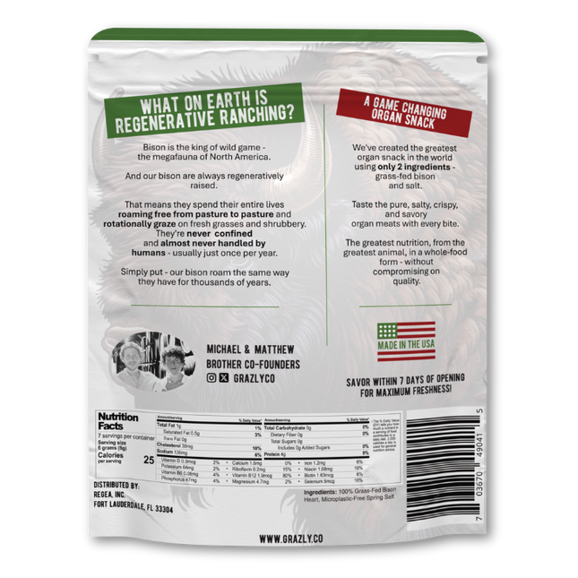 Bison Heart Crisps - 100% Grass-Fed/Finished