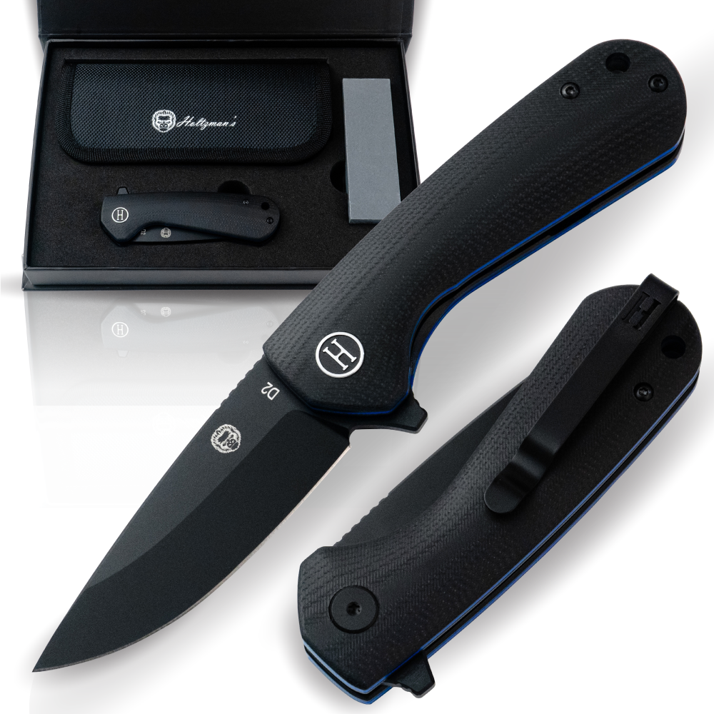 Holtzman's The Peasant Folding Pocket Knife Giftset for Men and Women (Black and Blue)