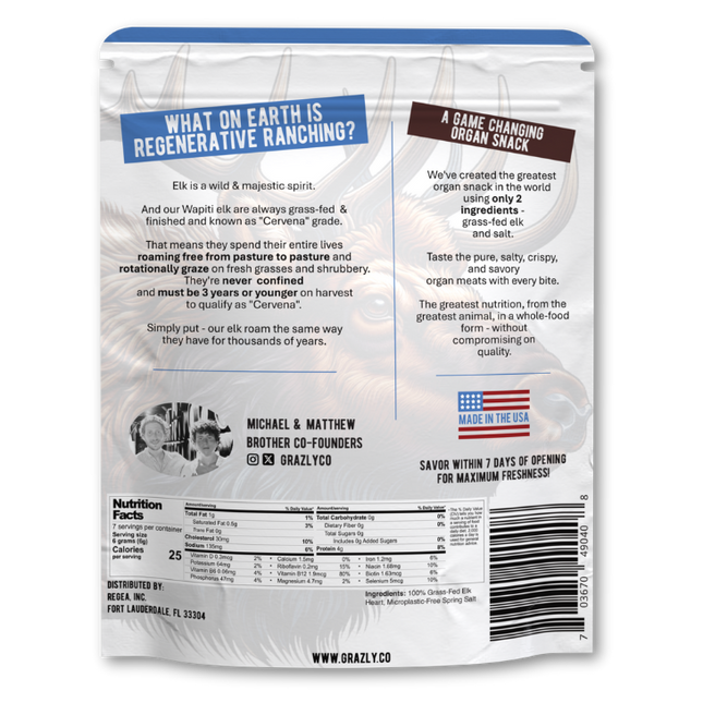 Elk Heart Crisps - 100% Grass-Fed/Finished