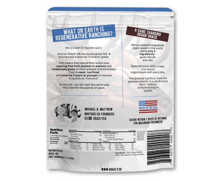 Elk Heart Crisps - 100% Grass-Fed/Finished