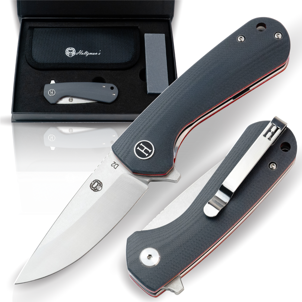 Holtzman's The Peasant Folding Pocket Knife Giftset for Men and Women (Red and Grey)