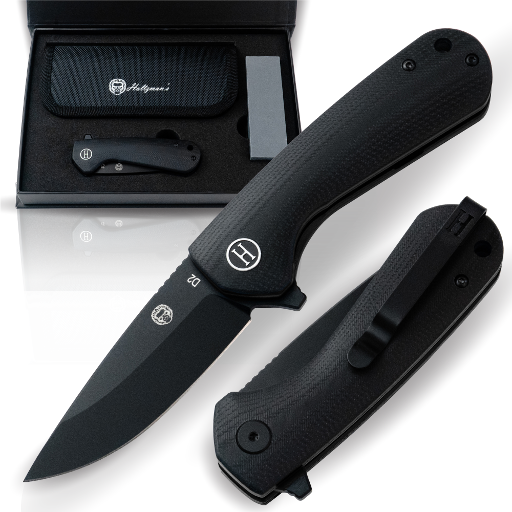 Holtzman's The Peasant Folding Pocket Knife Giftset for Men and Women (Black)