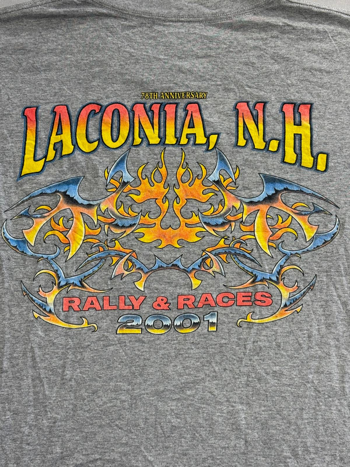 Y2K Tribal Biker T-shirt Laconia New Hamsphire Rally & Races