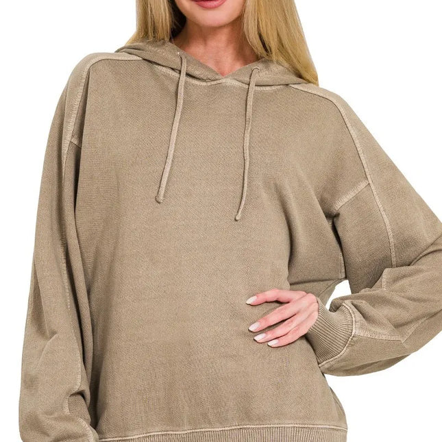 French Terry Pigment Dye & Enzyme Washing Hoodie