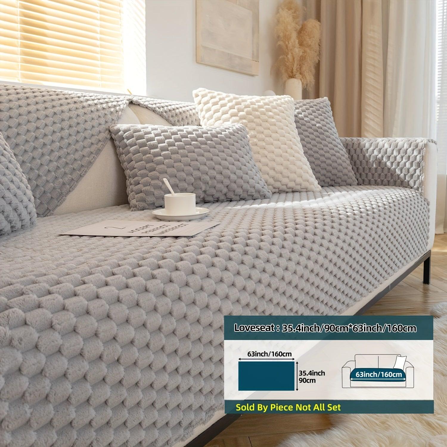 Plush Nordic Sofa Slipcover | non slip couch cover for dogs