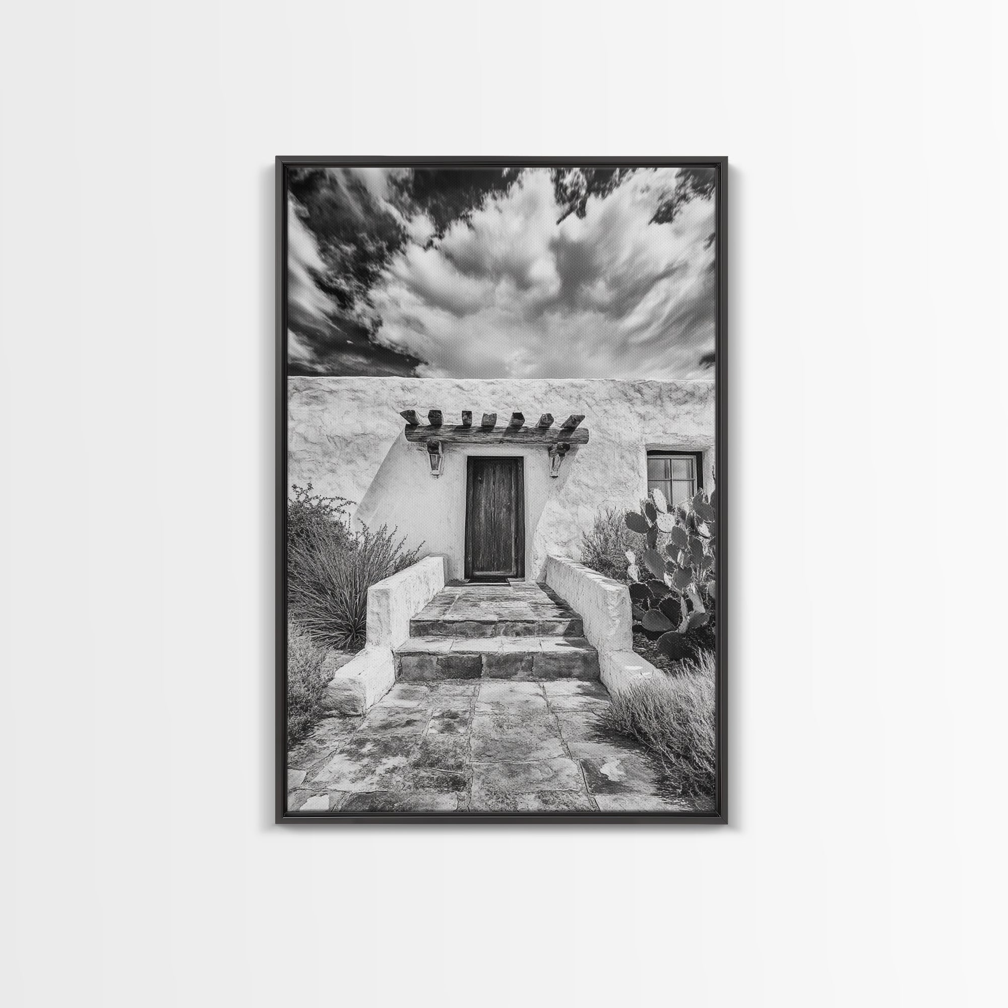 Desert Doorway, Rustic Adobe, Southwestern Style, Framed Canvas Print, Entryway Art, Neutral Wall Art, Minimalist Home Decor