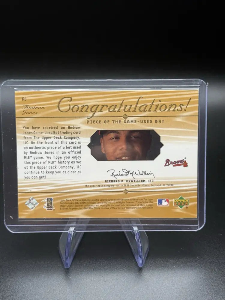 2000 Upper Deck SP Game Bat Edition ANDRUW JONES Relic Piece of the Game BRAVES
