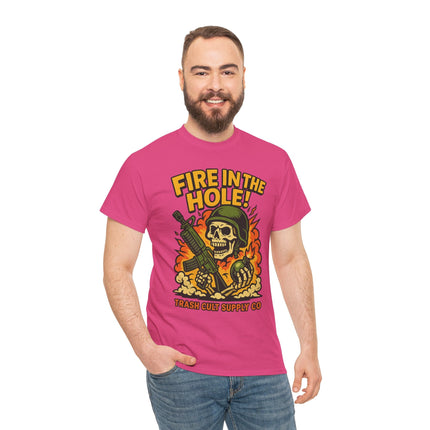 Fire in the Hole! Skeleton Soldier T-Shirt – Trash Cult Supply Co. | Gildan 5000 Combat Graphic Tee