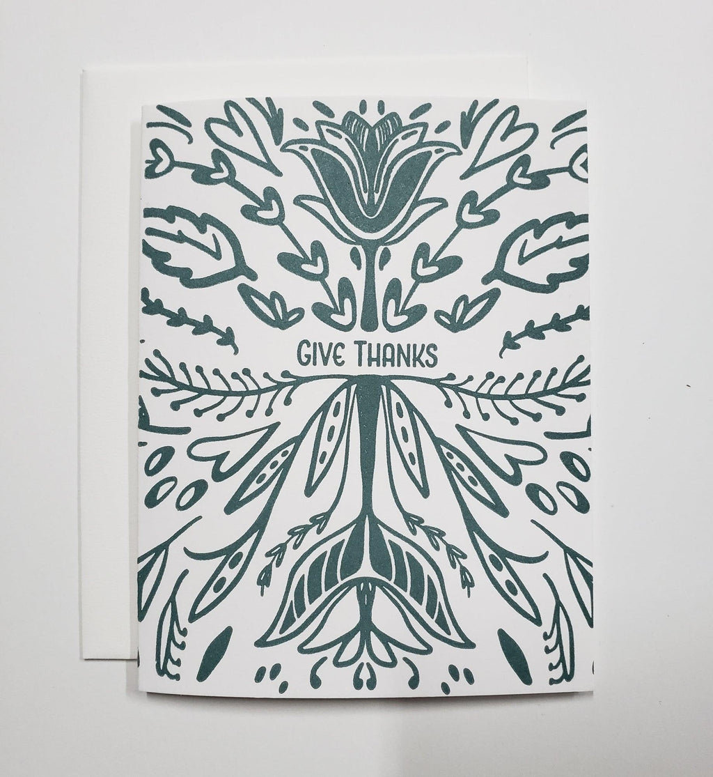 Give Thanks Floral Symmetry Card Box Set of 10