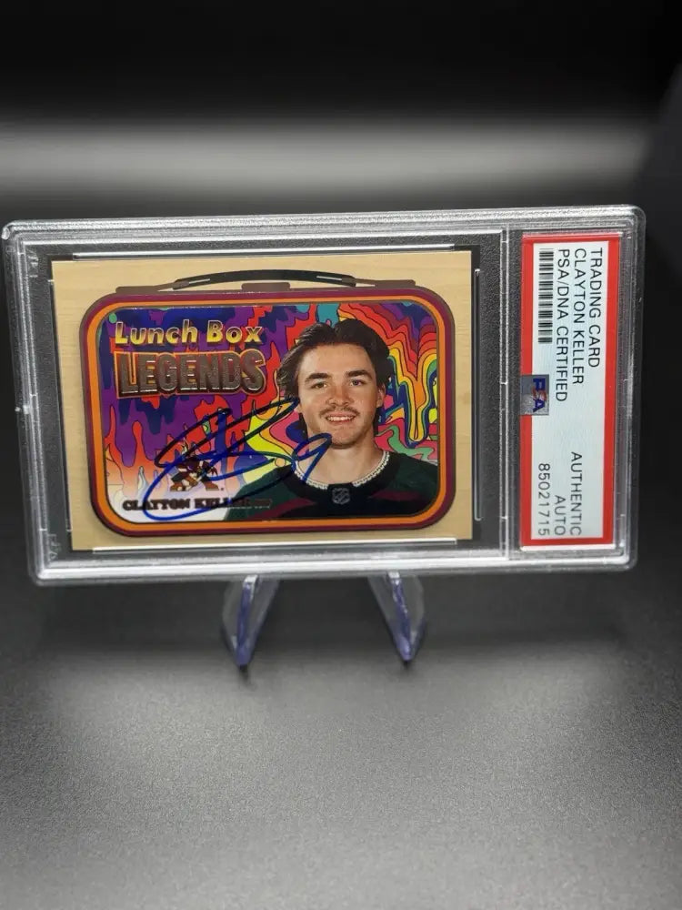 2022-23 Upper Deck Series 2 Lunch Box Legends – Clayton Keller – Autograph – PSA