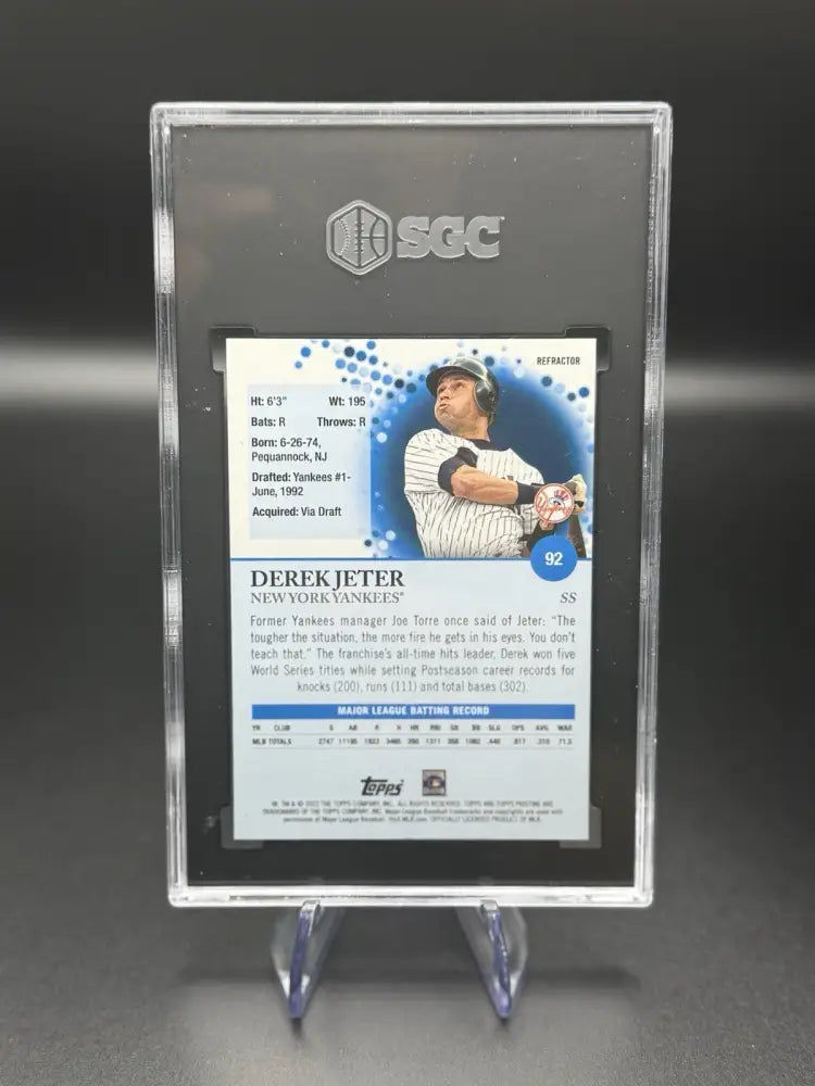2022 Topps Pristine Derek Jeter Refractor #92 SGC 10 Gem Mint Yankees HOF