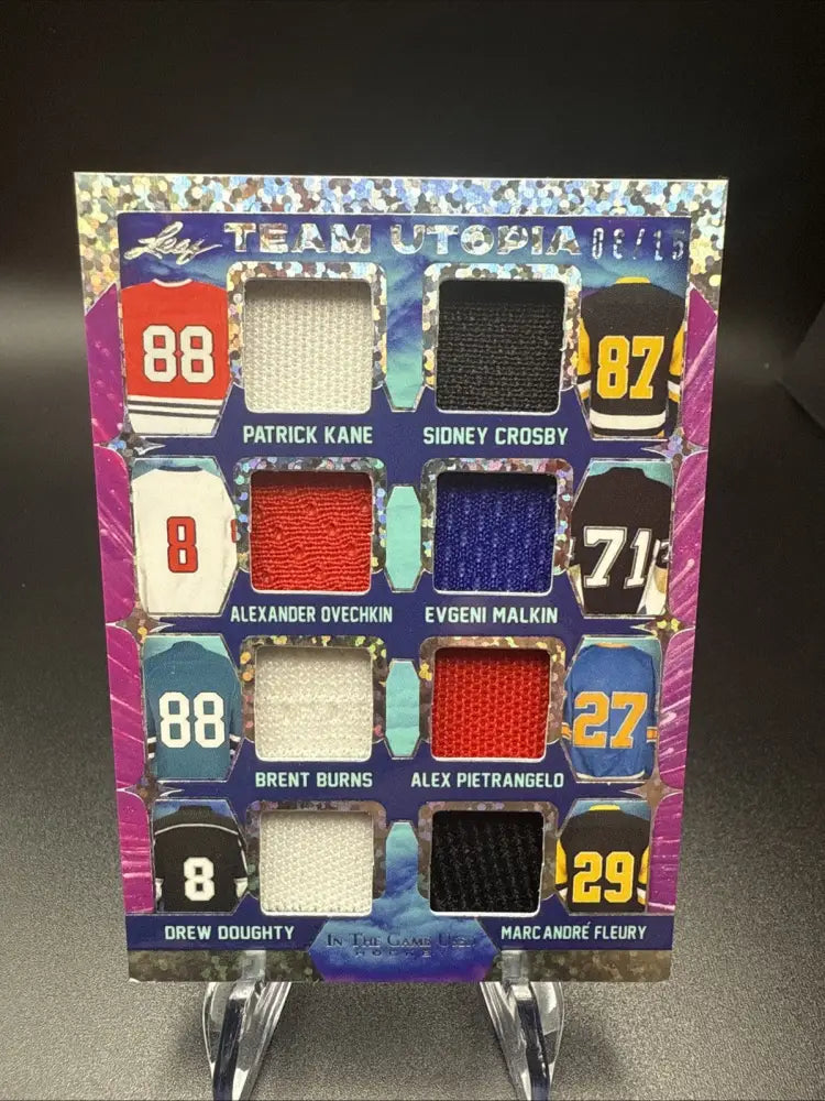 2023 Leaf In The Game Used Hockey Team Utopia Multi-Player Relic Card – #06/15