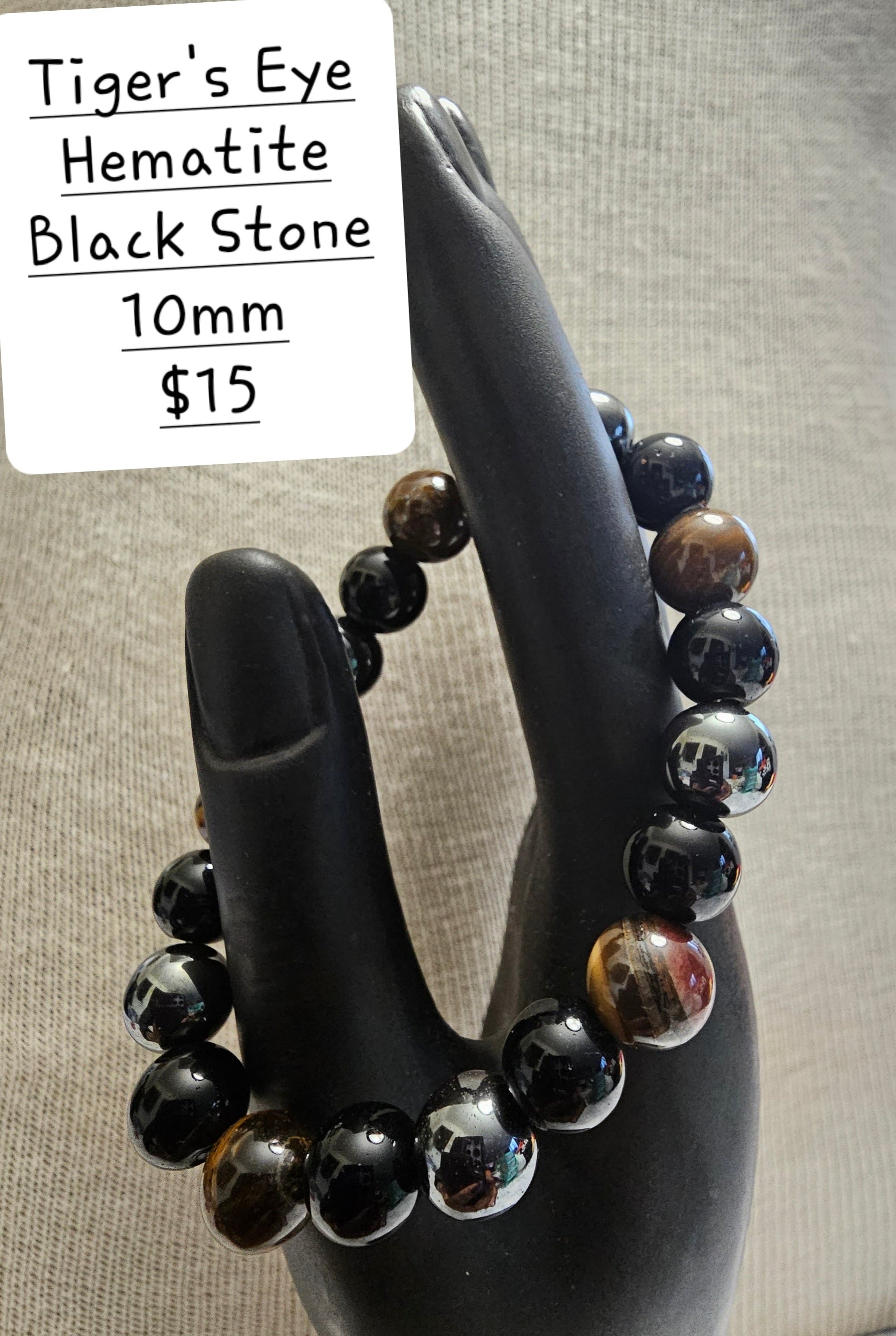 Hematite, Tiger's Eye & Black Stone Bracelet