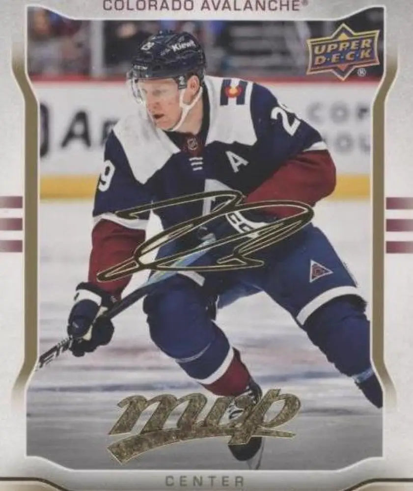 2024-25 Upper Deck MVP - 10th Anniversary Nathan MacKinnon #MR-29 Gold Script