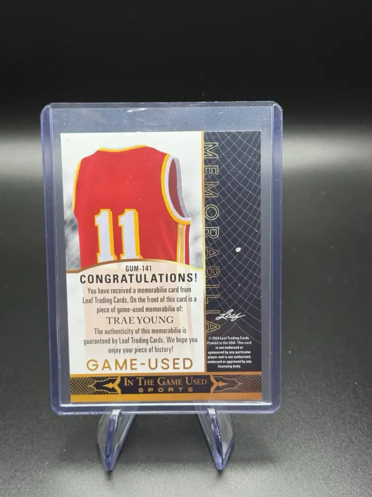 2024 Leaf Trae Young Game-Used Jersey Memorabilia Card | Atlanta Hawks