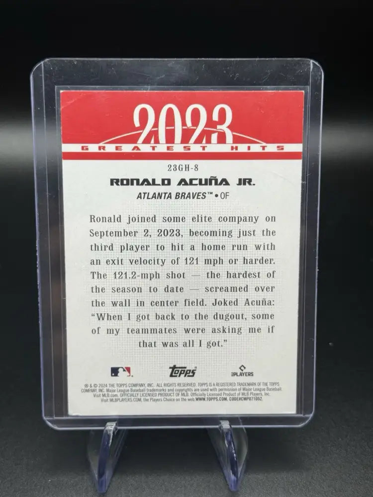 2024 Topps Series 1 - 2023 Greatest Hits Ronald Acuña Jr. #23GH-8