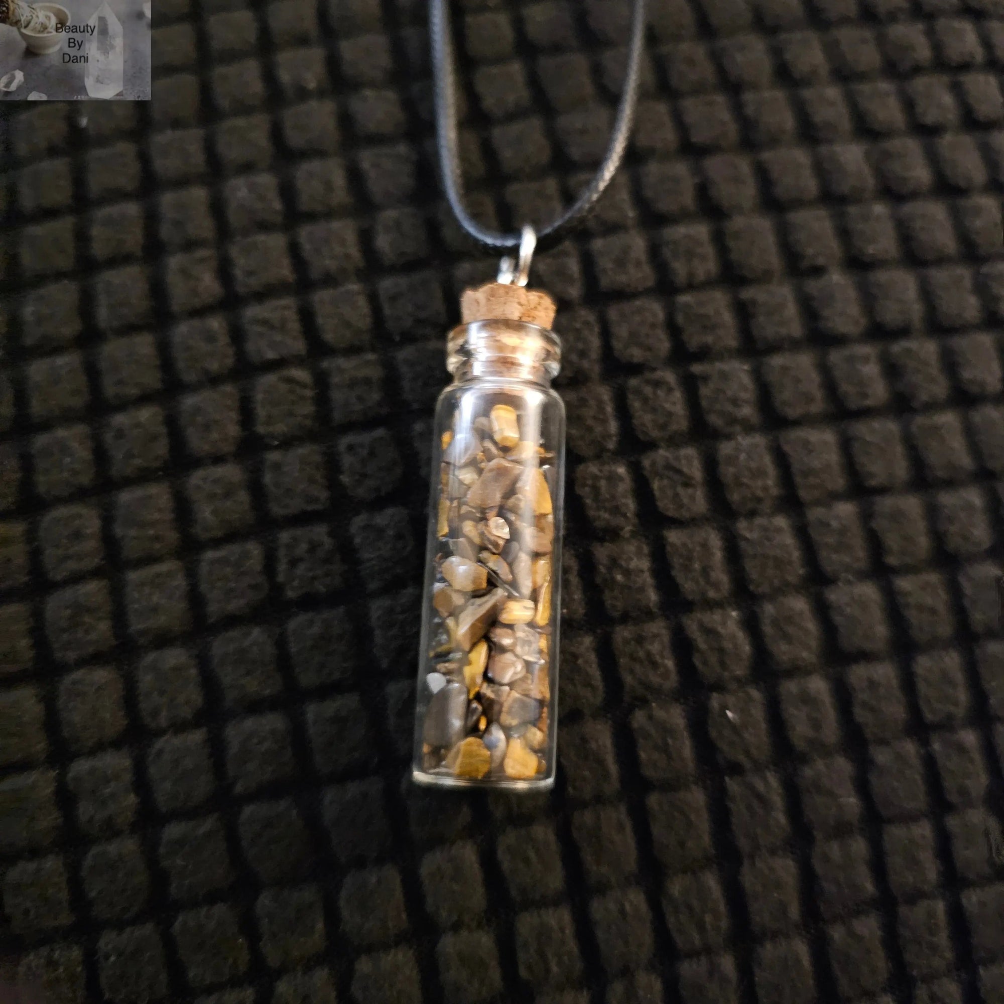 Tiger's Eye Necklace with Corked Glass Bottle