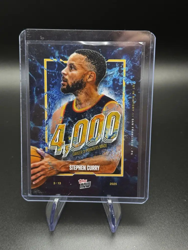 2025 Topps Now #13 STEPHEN CURRY 1ST PLAYER W/ 4000 CAREER 3 POINTERS WARRIORS