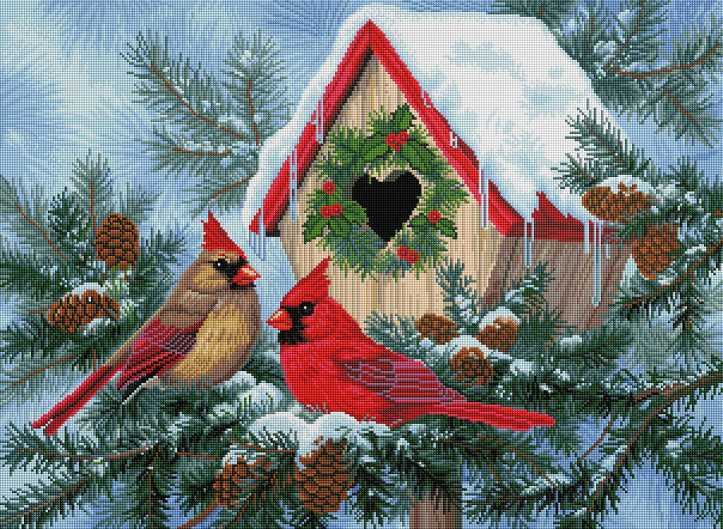 Diamond Art Club – Christmas Home Cardinal Diamond Painting (Square Drill, 30" x 22")