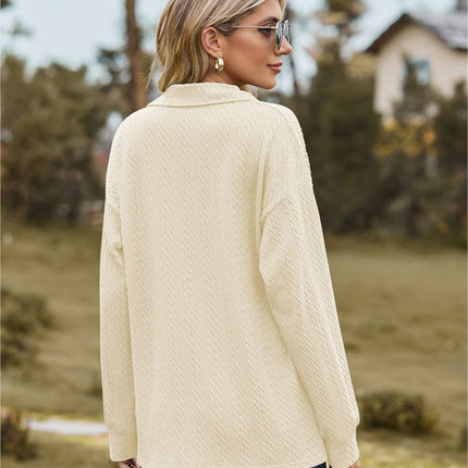 Hannah's Collared Cable-Knit Blouse