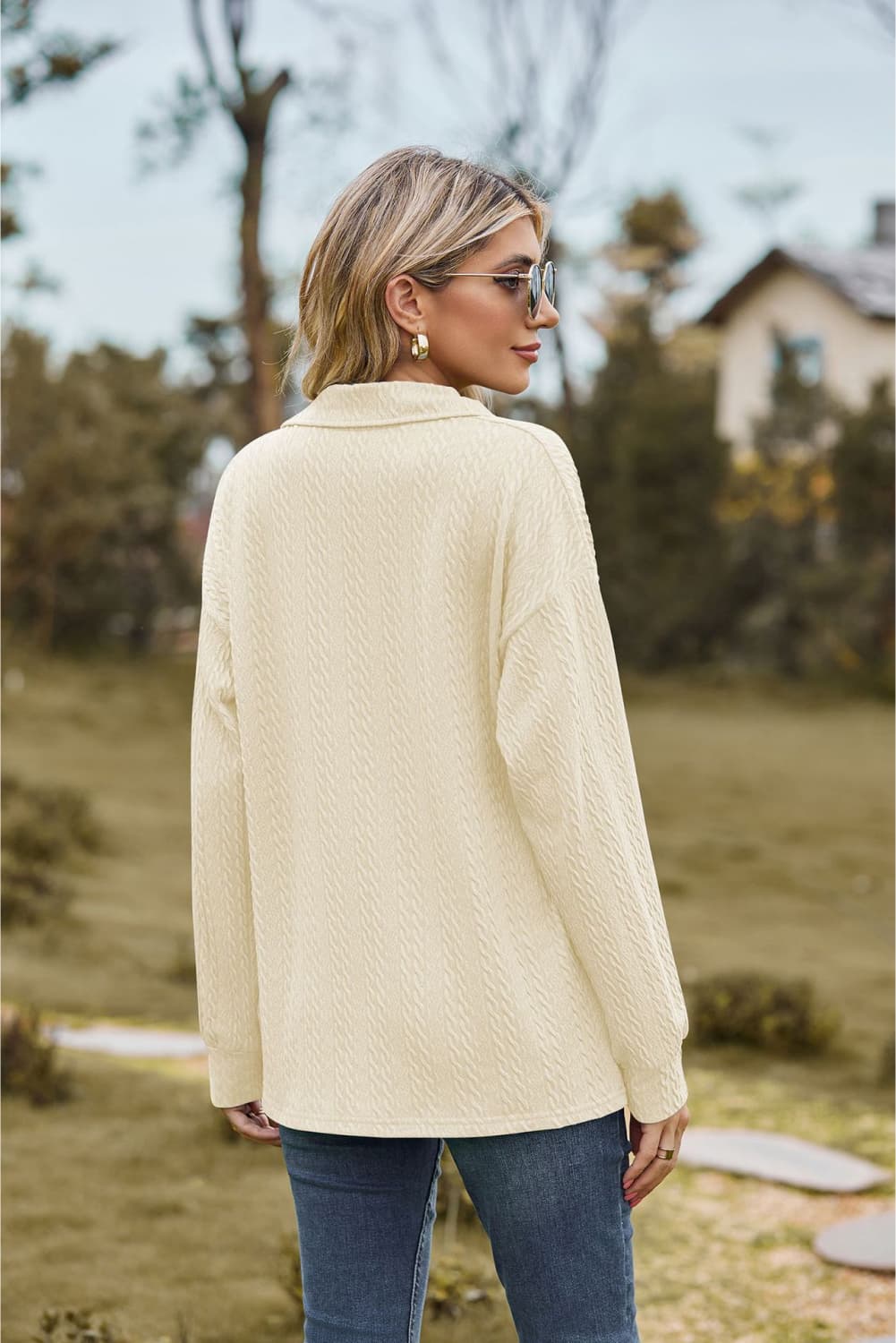 Hannah's Collared Cable-Knit Blouse
