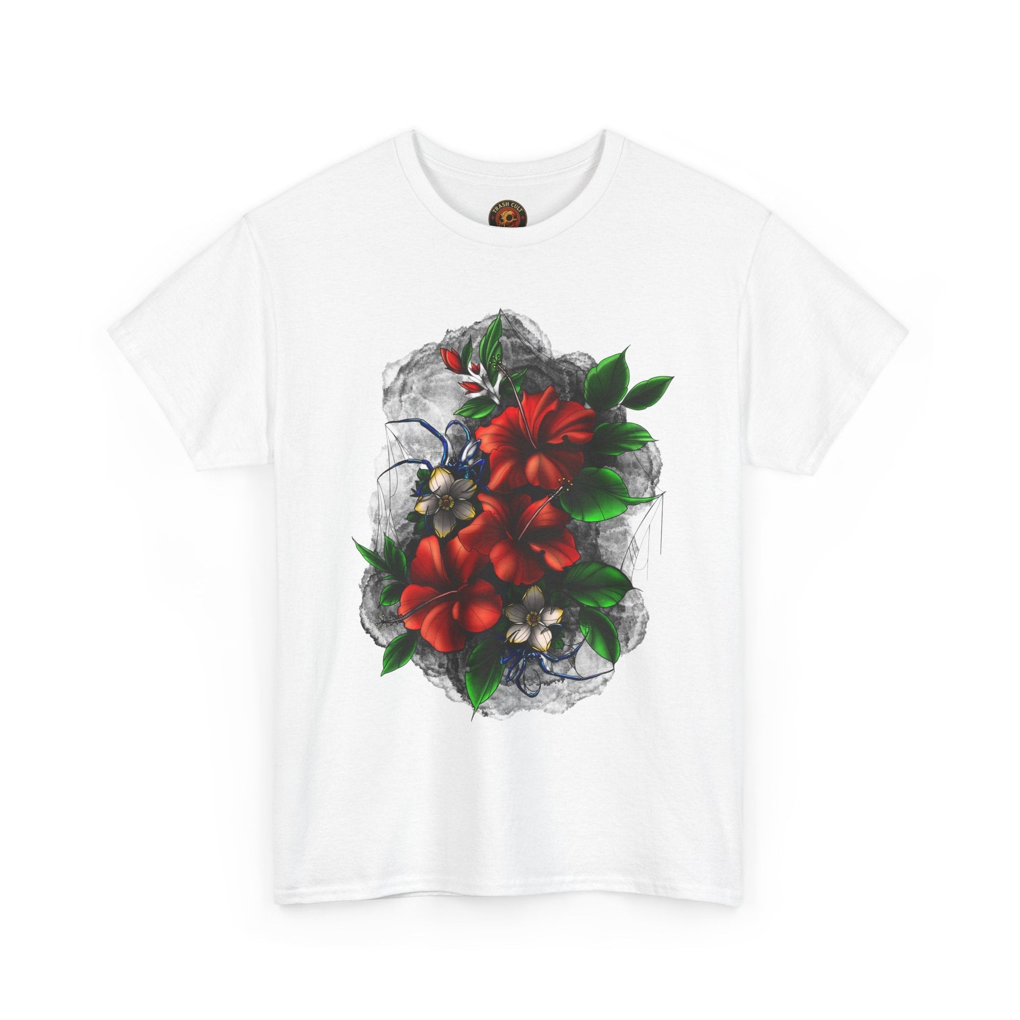 Crimson Bloom Tattoo T-Shirt – Lara Davenport x Trash Cult Supply Co. Collab (Gildan 5000)