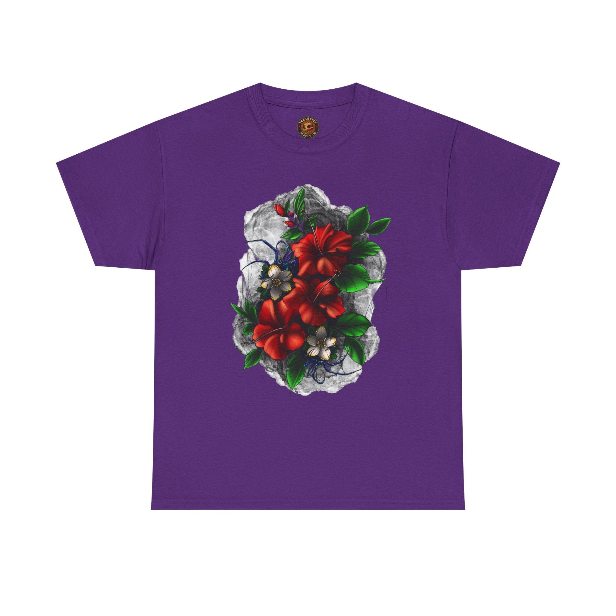Crimson Bloom Tattoo T-Shirt – Lara Davenport x Trash Cult Supply Co. Collab (Gildan 5000)