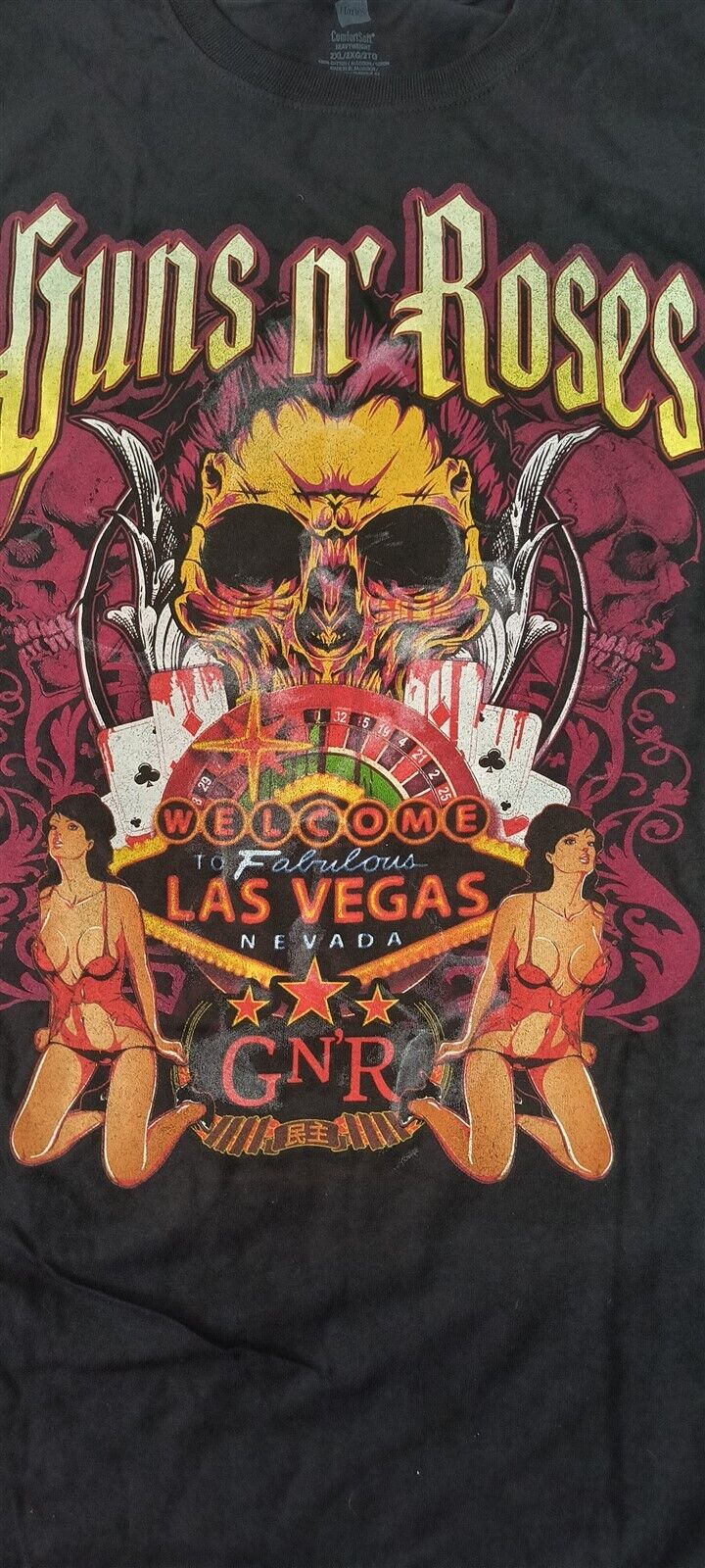GUNS N' ROSES-2012 Distressed Welcome to Fabulous Las Vegas T-shirt ~Never Worn~