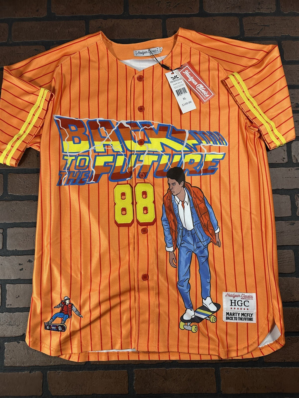 BACK TO THE FUTURE Headgear Classics Orange Baseball Jersey ~Never Worn~L XL 2XL