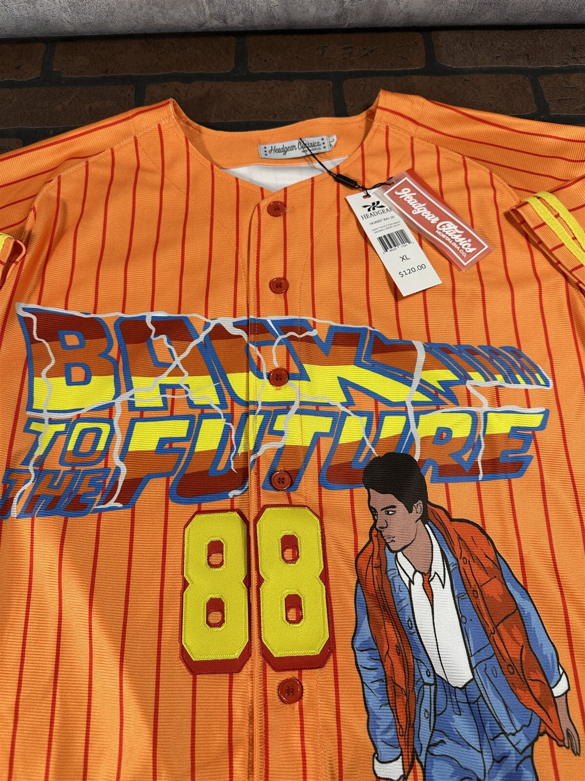 BACK TO THE FUTURE Headgear Classics Orange Baseball Jersey ~Never Worn~L XL 2XL