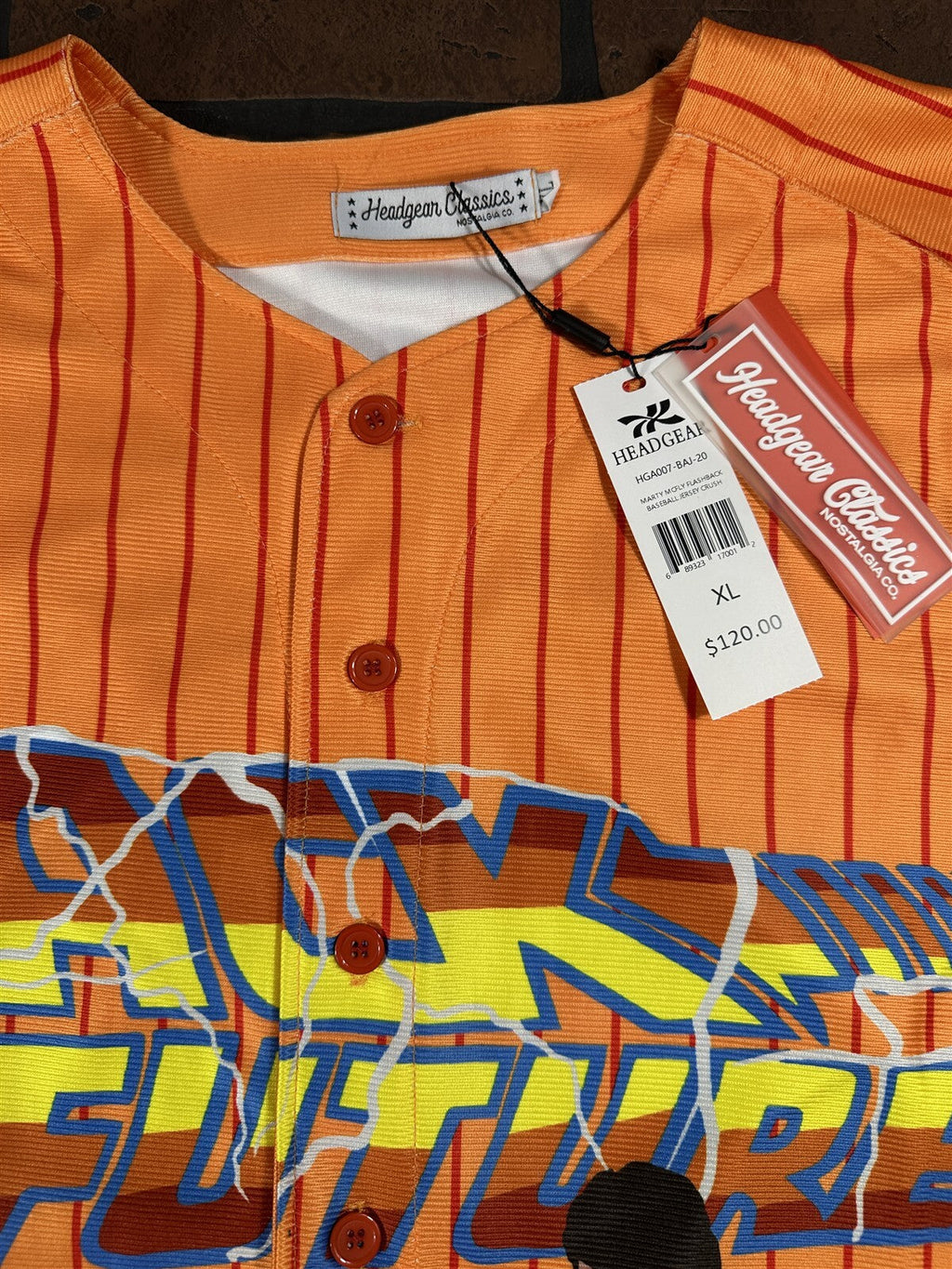 BACK TO THE FUTURE Headgear Classics Orange Baseball Jersey ~Never Worn~L XL 2XL