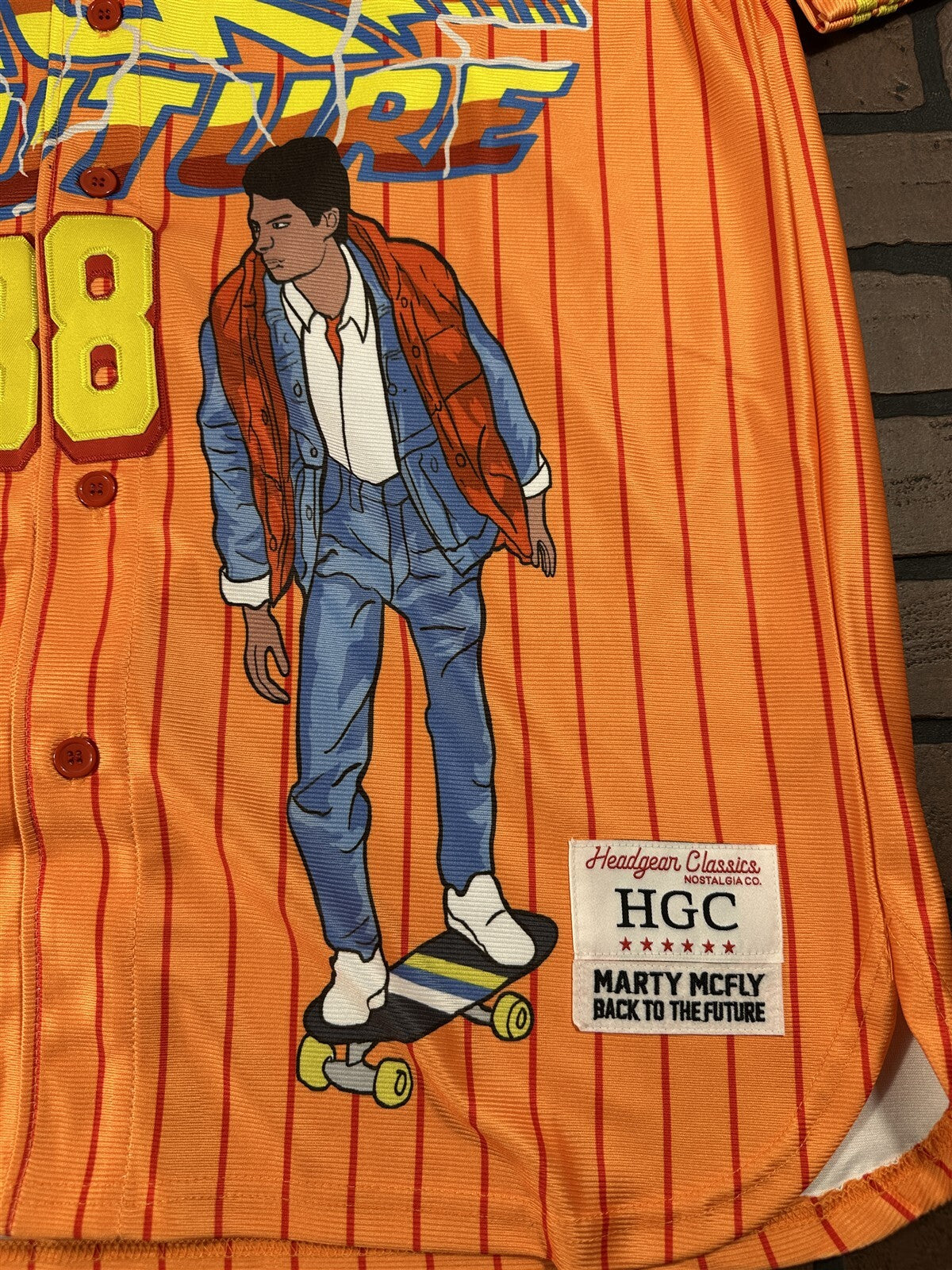BACK TO THE FUTURE Headgear Classics Orange Baseball Jersey ~Never Worn~L XL 2XL