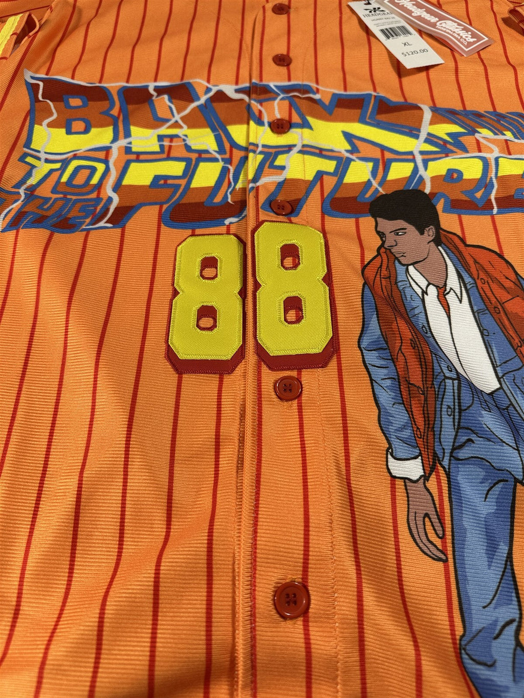BACK TO THE FUTURE Headgear Classics Orange Baseball Jersey ~Never Worn~L XL 2XL