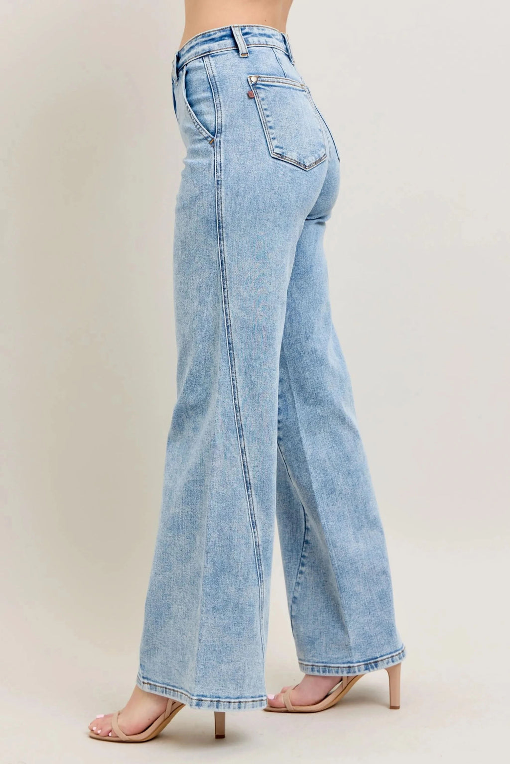 Judy Blue Full Size High Waist Wide Leg Jeans with Skewed Inseam