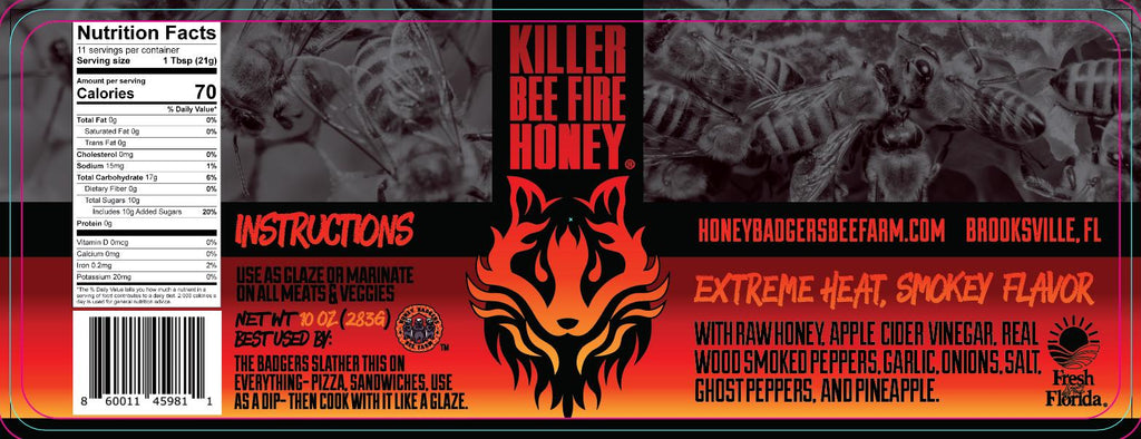 Killer Bee - Fire Honey - All Natural - Hot Honey