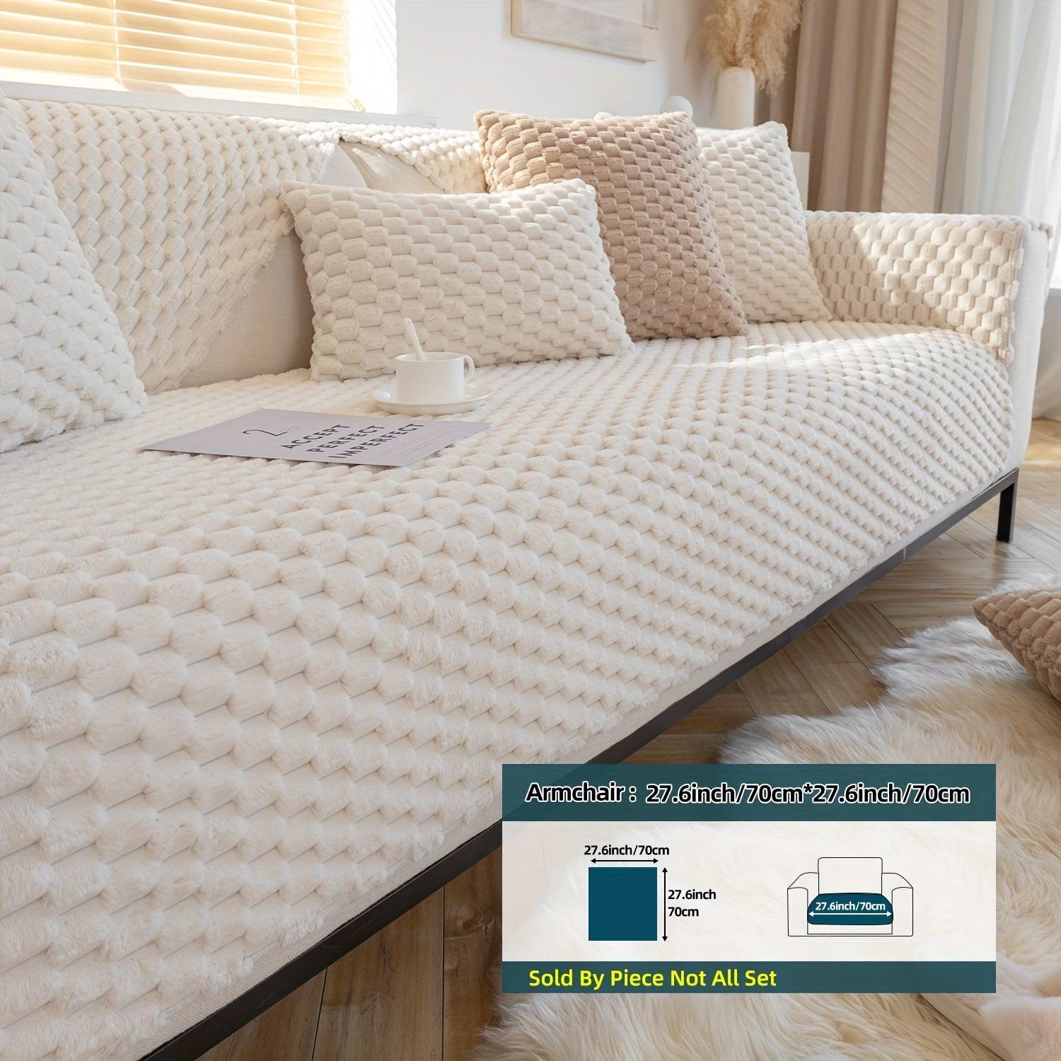 Plush Nordic Sofa Slipcover | non slip couch cover for dogs