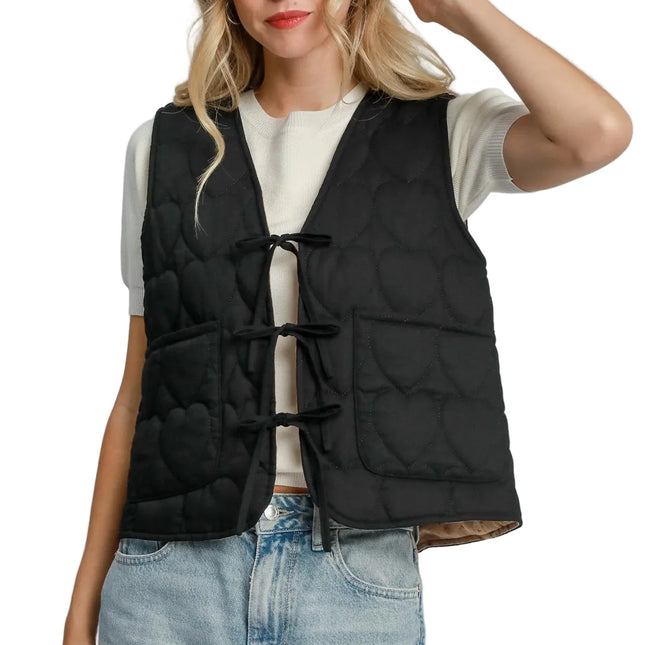 Heart Quilted Tie-Front Vest